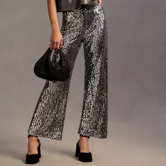 Anthropologie Pants - Anthropologie The Colette Silver Sequin Pants NWT